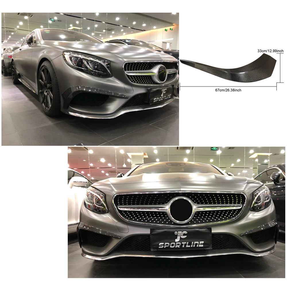 US $370.37 Carbon Fiber Front Bumper Fins For MercedesBenz S500 S550 Coupe 2Door 2014 2017 2pcsset Bumper Accessories Vents Winglets