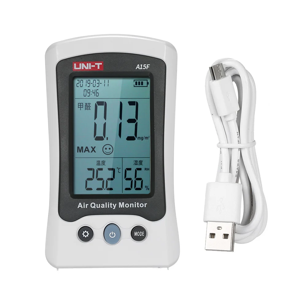 

5-in-1 Formaldehyde Detector Temperature Humidity Meter Air Quality Monitor Clock Calendar Rechargeable HCHO Gas analyzer