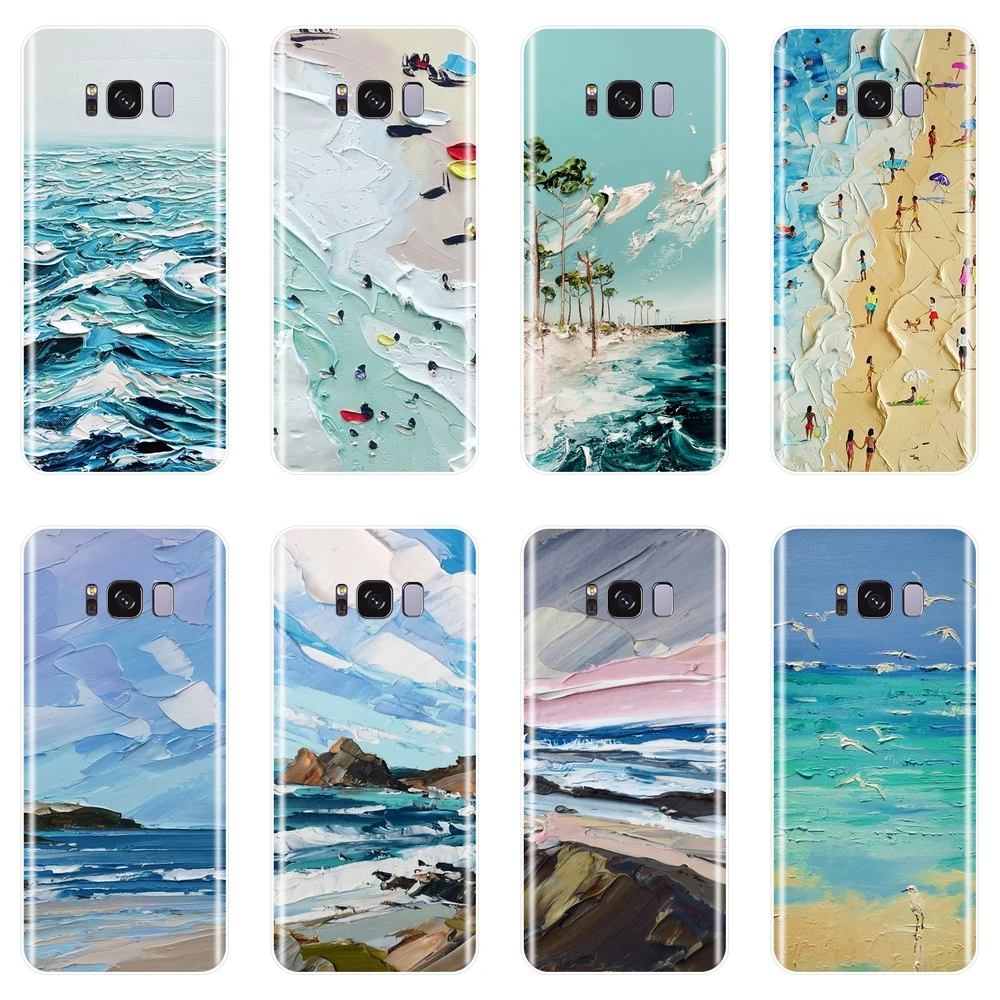 Чехол для телефона Samsung Galaxy S5 S6 S7 Edge S8 S9 Plus арт-пляжная силиконовая Мягкая задняя