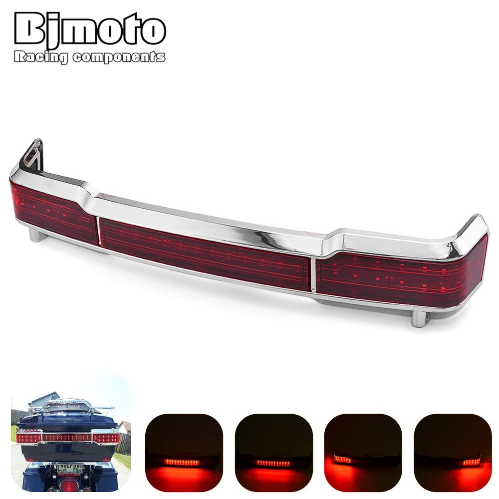 

BJMOTO Motorcycle LED Tail Brake Light Taillight Accent for Harley Touring Trunk King Tour Pack Wrap Electra Glide 1997-2008