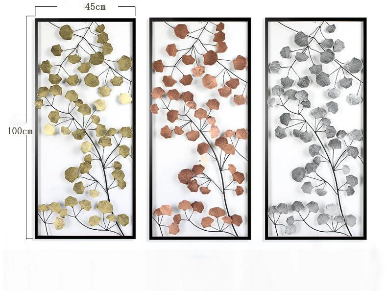 Европейские креативные настенные кованые украшения Ginkgo Biloba, настенные подвесные фрески для дома, гостиной, фоновые настенные украшения