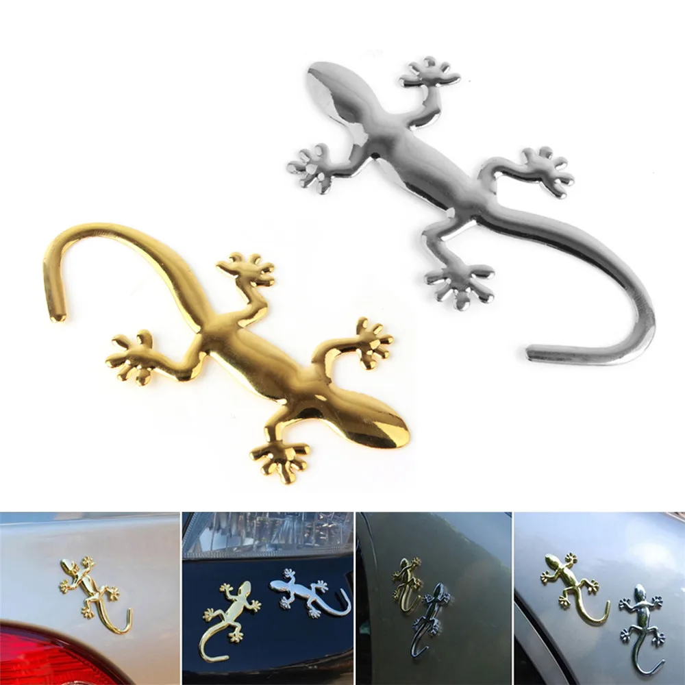 

IZTOSS I8.75x4.25cm New style Wholesale 3d Metal Gecko funny Car Stickers Decals Car Emblem Bedges Car Styling Bumper Stickers