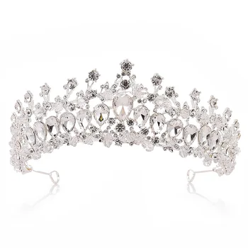 

Sparkly Beaded Tiara Crown Bridal Wedding Hair Jewelry Accessories Rhinestone Pageant Crown