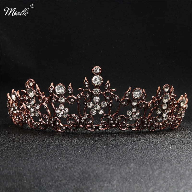 Miallo 2018 Newest Rhinestone Brown Tiaras and Crowns Wedding Head