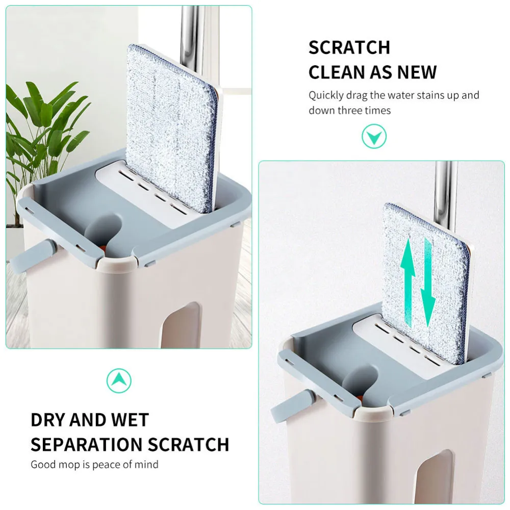Kaufen Für Dropshipping Magie Reinigung Mops Kostenloser Hand Spin Mikrofaser Mit Eimer Flache Squeeze Spray Home Küche Boden Sauber Werkzeuge
