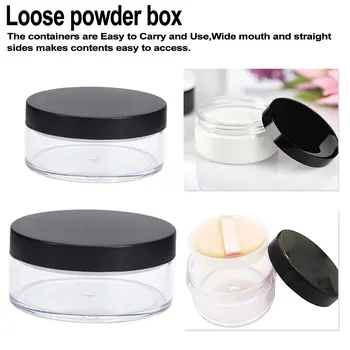 

30g Or 50g Plastic Empty Loose Powder Pot With Sieve Cosmetic Makeup Jar Container Handheld Portable Sifter With Black Cap