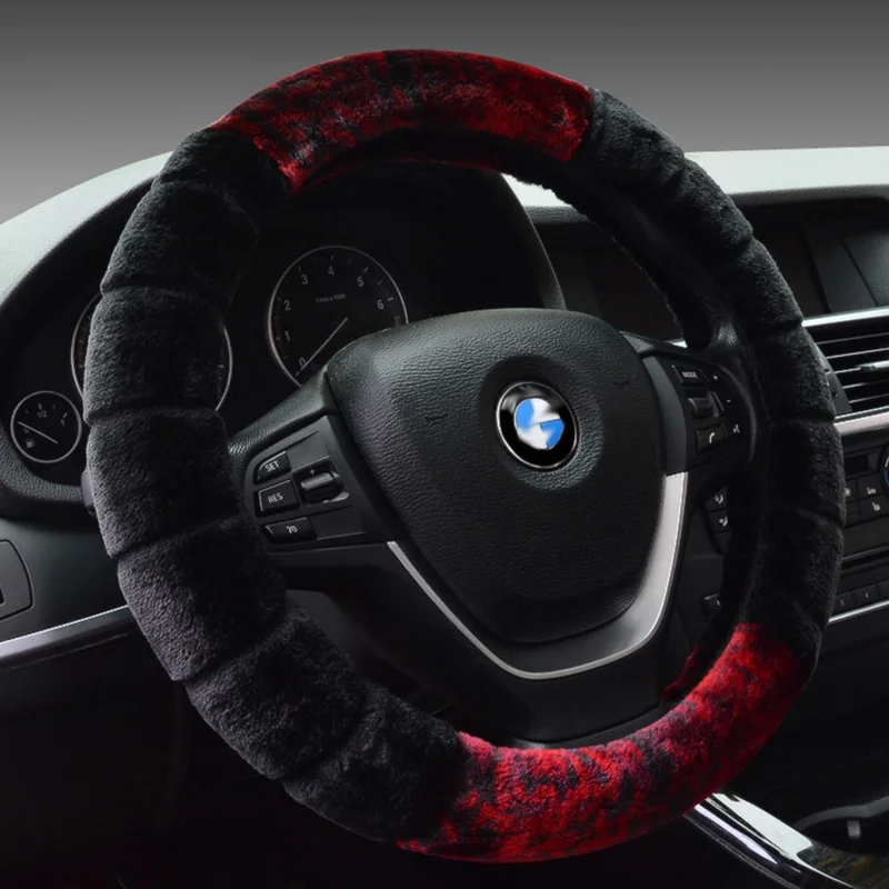 High Density Wool Winter Steering Wheel Covers Soft Plush Automobile Car Steering Wheel Cover for 35 36 37 38 39 40 diameter