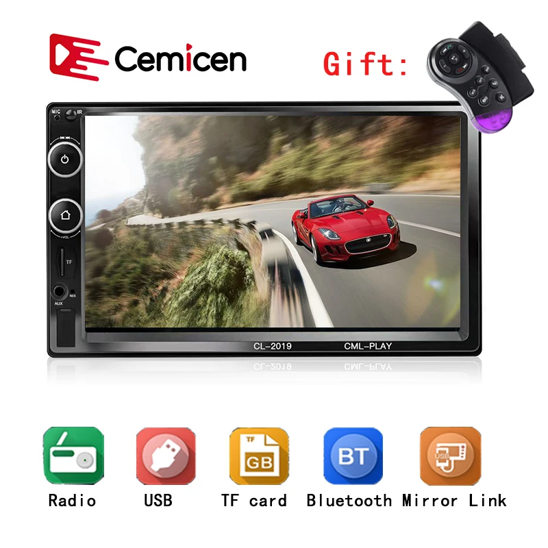 

2 Din Car Radio Bluetooth 2din Car Multimedia Player 7" Inch HD Touch Autoradio MP5 USB AUX Audio Stereo With Rear View Camera