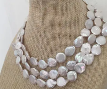 

gorgeous 11-12mm baroque south sea white pearl necklace 48inch 925silver