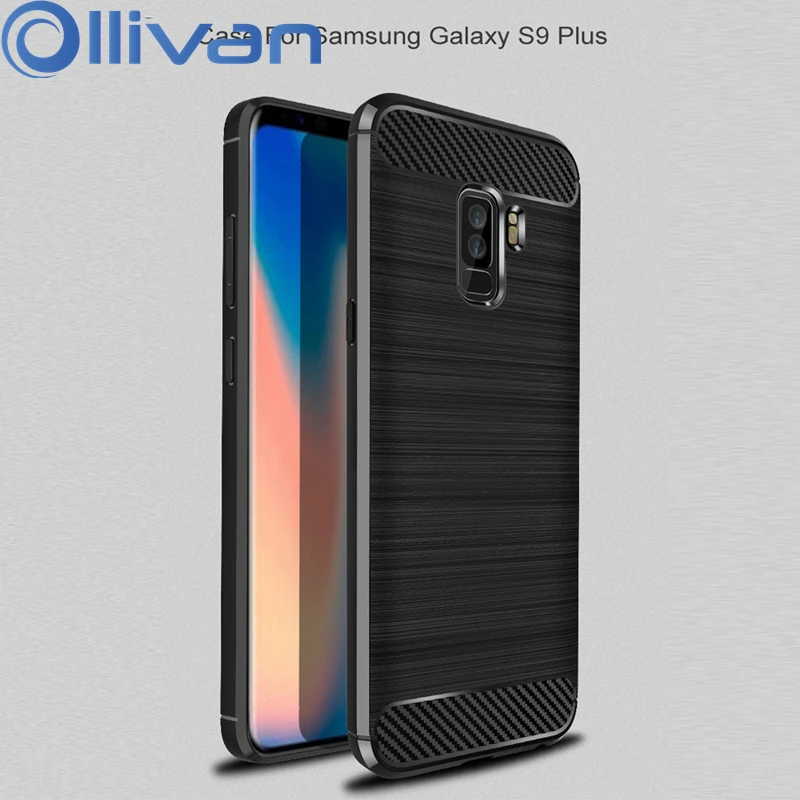 OLLIVAN Retro Classic Luxury Phone Case For Samsung Galaxy S9 Plus Soft Silicone Back Cover Carbon Fiber Cases |