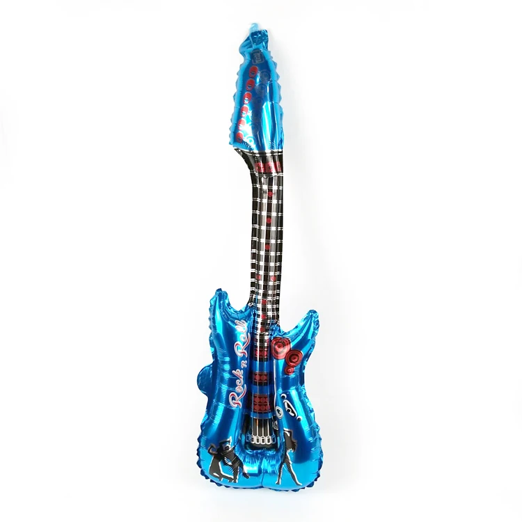 1 шт. 80*24 см электрическая гитара Форма высокого качества фольгированные воздушные шары музыка вечерние декоративная игрушка подарок для рок дети мальчик девочка - Цвет: Синий