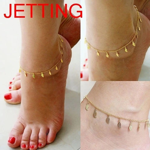 

JETTING Sexy Simple Gold Anklet Ankle Bracelet Leaf Foot Chain Adjustable Women Jewelry