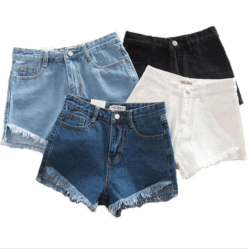 Летние корейские джинсовые шорты 2019 короткие студент Большие размеры 4 вида цветов высокая талия джинсовые шорты женский свободный тонкий