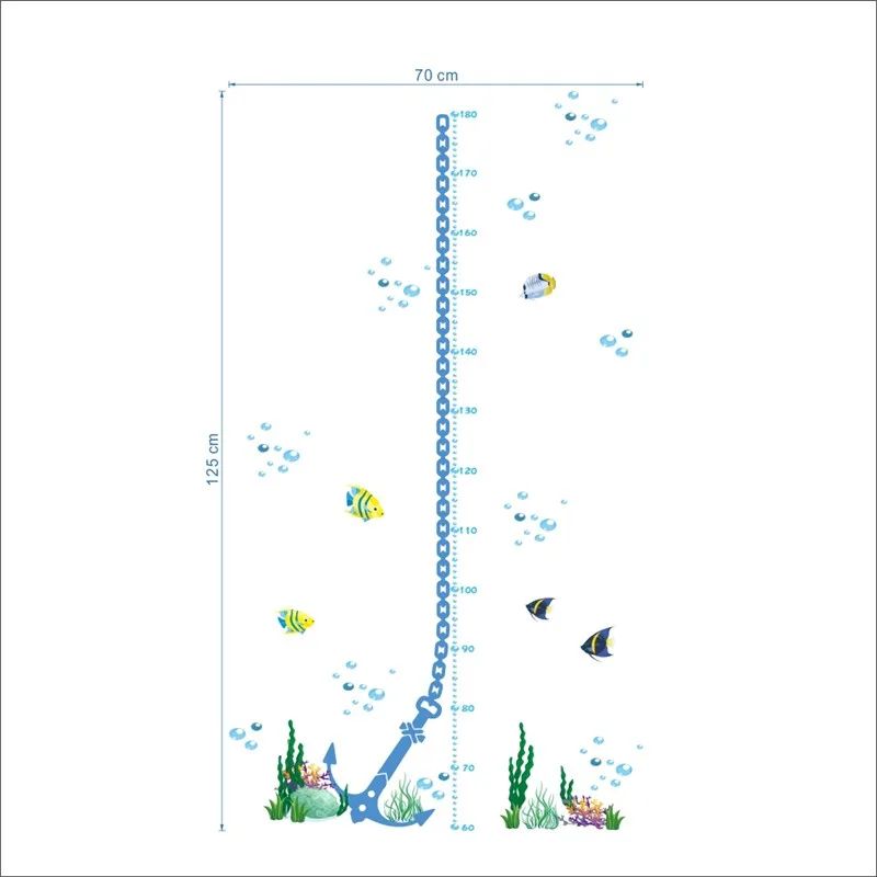 Мультфильм Океан морской корабль наклейки на стену в виде якоря для детских комнат домашний декор Рост Диаграмма Высота измерения диаграмма Наклейки на стены