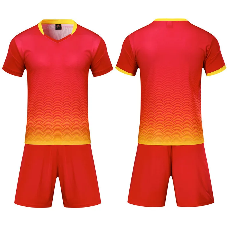 Набор футболок для футбола на заказ, мужская форма для футбольной команды, комплект для мальчиков, детский костюм с принтом «сделай сам», футболка с коротким рукавом, спортивная одежда для фитнеса - Цвет: red