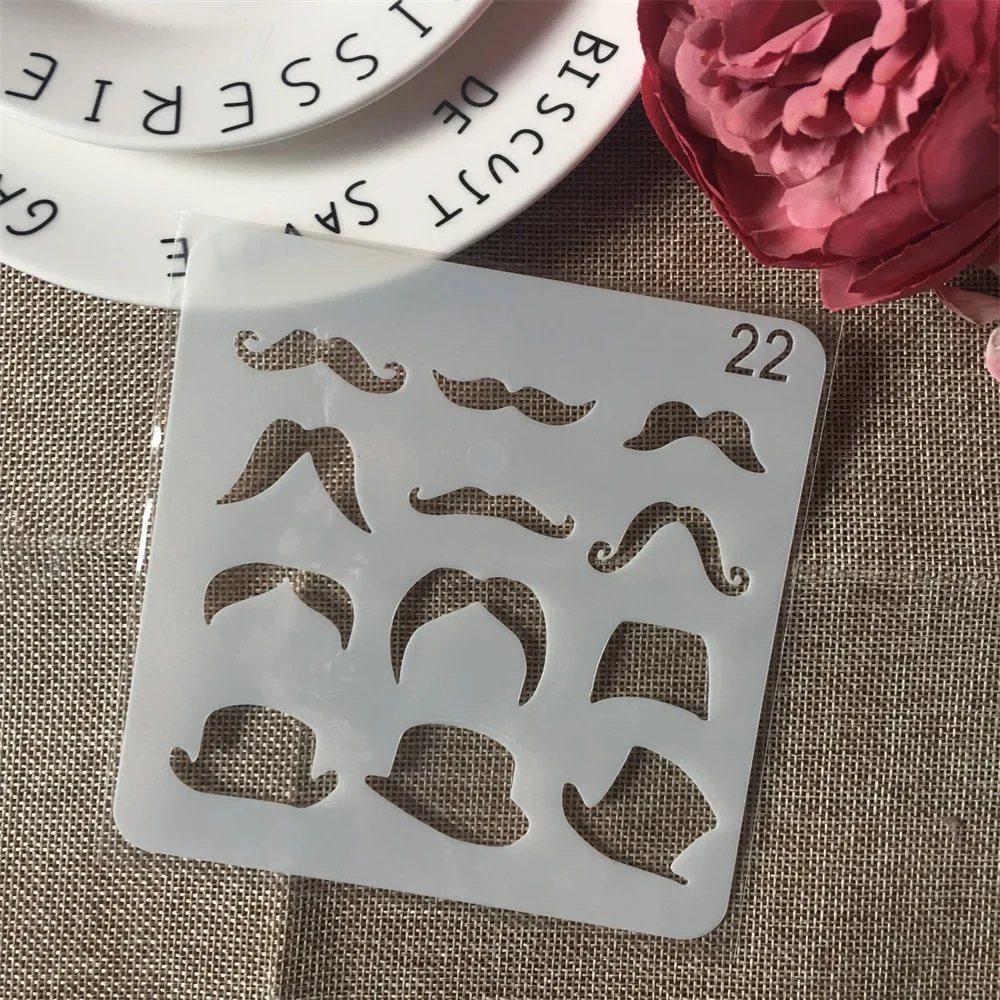 

1Pcs 13cm Gentleman Hat Mustache DIY Layering Stencils Wall Painting Scrapbook Coloring Embossing Album Decorative Card Template