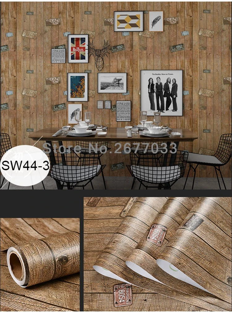 Винтажные деревянные водостойкие настенные виниловые Стикеры для домашнего декора, самоклеющиеся обои для ремонта кухонной мебели