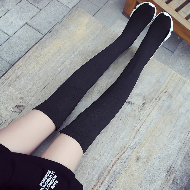 

Women Sock Boots 2018 New Stretch Fabric Shoes Female Slip On Over the Knee Boots Women Pumps Stiletto Boots For Women Shoes