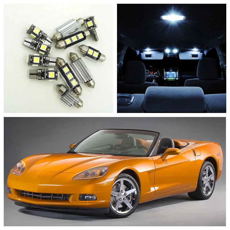 Us 9 59 40 Off 10pcs White Led Light Bulbs Interior Package Kit For Chevy Chevrolet Corvette 2005 2007 Reading Dome License Plate Lamp In Signal