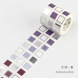 40 мм широкий горячий серебряный фиолетовый квадрат сетка цвет этикетка Индекс Украшения Васи клейкие ленты DIY планировщик для
