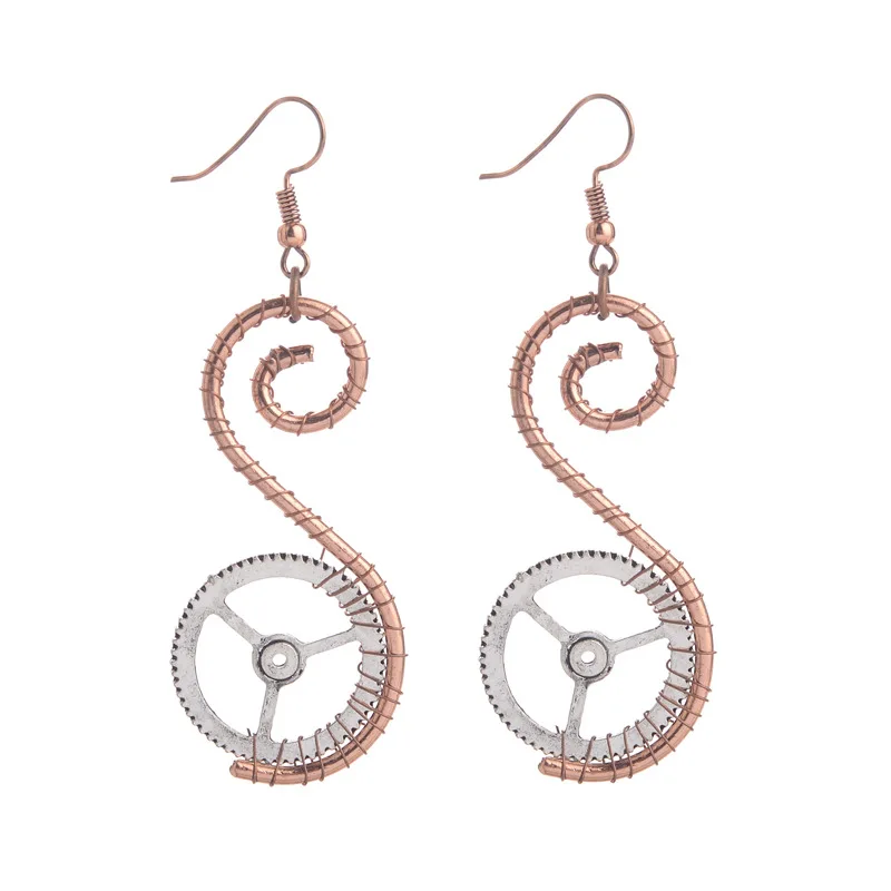 

DoreenBeads Fashion Women Drop Earrings Antique Silver Gear "S" Style Pendants Trendy Accessories Punk Series Jewelry,1 Pair