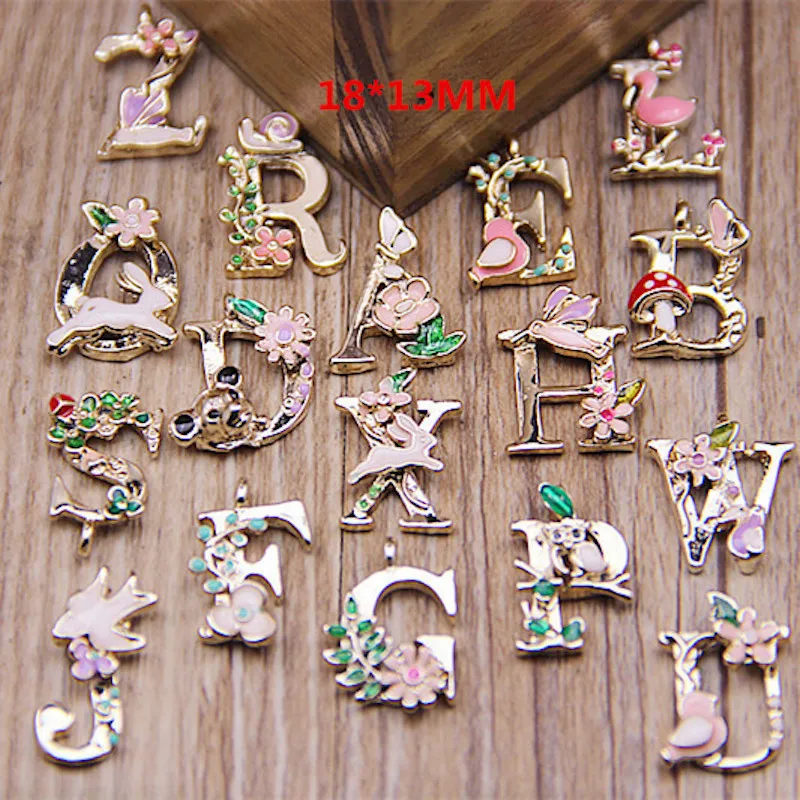

Fashion 26 Letters Enamel Alloy Pendant ABC Words Charms Jewelry accessories DIY