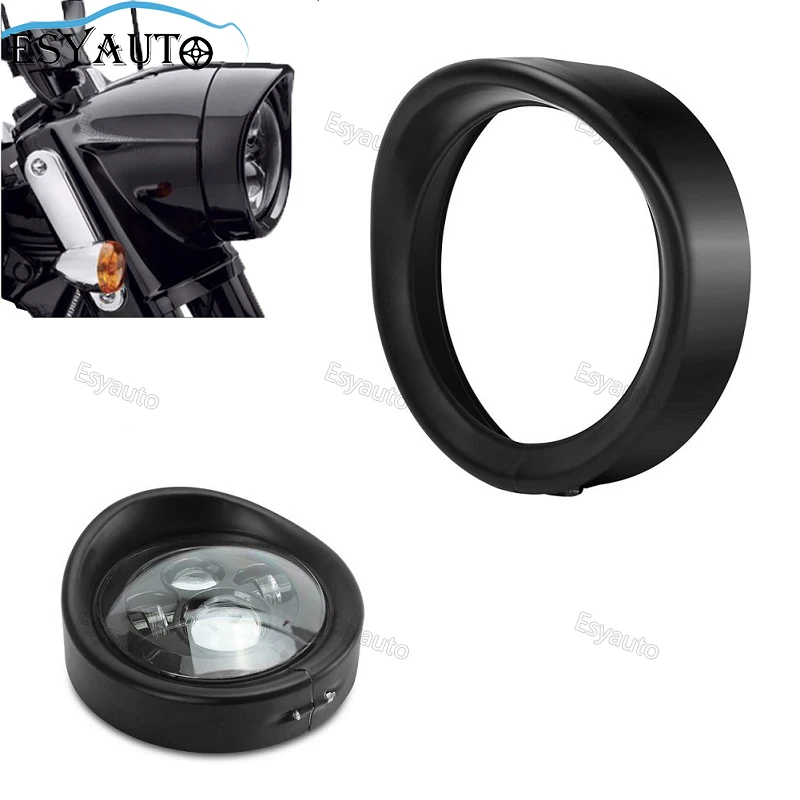 HDBUBALUS 7 Inch Visor Headlight Trim Ring Head Lamp Decorate Ring Fit For Harley Touring Street Glide Road King Electra Glide Matte Black