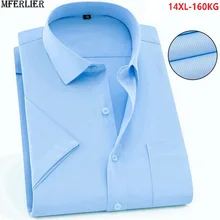 Летние синие мужские рубашки большого размера плюс большого размера 8XL формальная Простая рубашка с коротким рукавом офисная свободная Свободная рубашка 10XL 12XL 140 кг 56