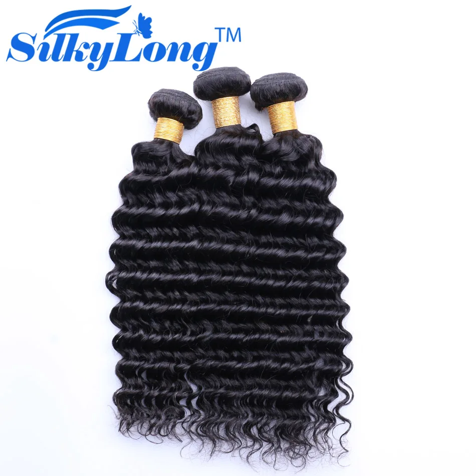 

Curly Weave Human Hair Extensions 3 Bundles Deals Peruvian Deep Wave Natural Color Peruvian Virgin Hair SilkyLong Hair Products