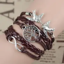 Mix Infinity love leather love owl Leaf charm handmade bracelet bangles jewelry friendship gift items