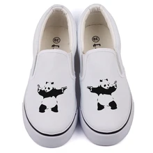 E-LOV, Женская парусиновая обувь с милой пандой в стиле поп-арт, в стиле хип-хоп, Уличная обувь для прогулок, удобные лоферы, слипоны