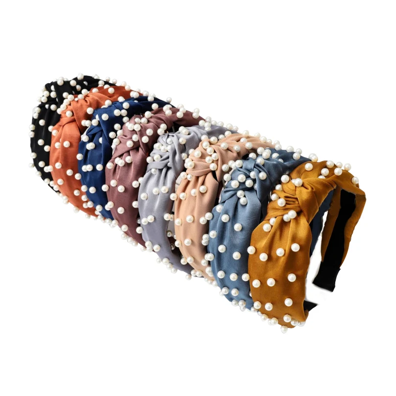 

Cotton Hairband for Women Bezel Hair Accessories Girls Luxury Headbands with Pearls Korean Style Fashion Headwear 2019 VERVAE