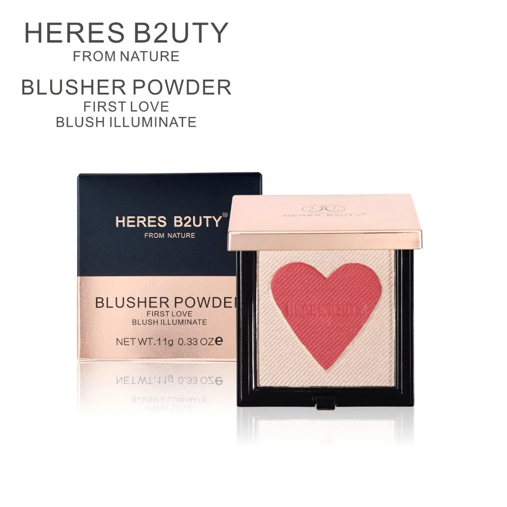 HERES B2UTY Love Heart Powder Makeup Blush 4 Color Highlight Matte Waterproof Powder Pressed