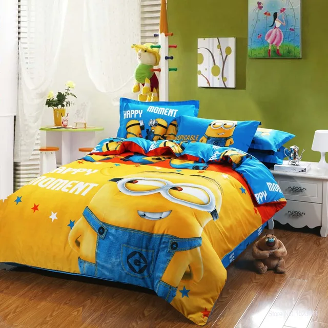 100 Cotton Minion Bedding Sets Kids Pink Bedspreads Cartoon 100 Cotton Minion Bedding Sets Kids Pink Bedspreads Cartoon Bedclothes Duvet Cover Set Bed Sheets