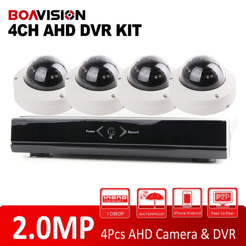 

BOAVISION 4CH 1080P HD Dome AHD DVR Camera Kit 10M IR Night-Vision Mini CCTV 2MP Outdoor Home DIY Security Camera Systems