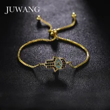 JUWANG, модный браслет-цепочка в форме ладони, глаза дьявола, посередине, CZ, циркон, браслеты с подвесками, ювелирные изделия для мужчин и женщин