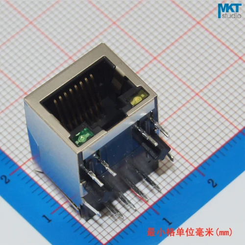 

10Pcs Female RJ45 Ethernet PCB Modular Terminal Socket Connector Jack With Magnetics and LEDs For 10/100 Base-T