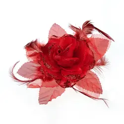 Украшение Головы невесты перо органзы розы красная лента с резинкой для волос цветок волос