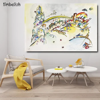 

Embelish 1 Pieces Abstract Landscape Canvas Oil Paintings For Living Room Wassily Kandinsky Home Decor Posters Bedroom Pictures