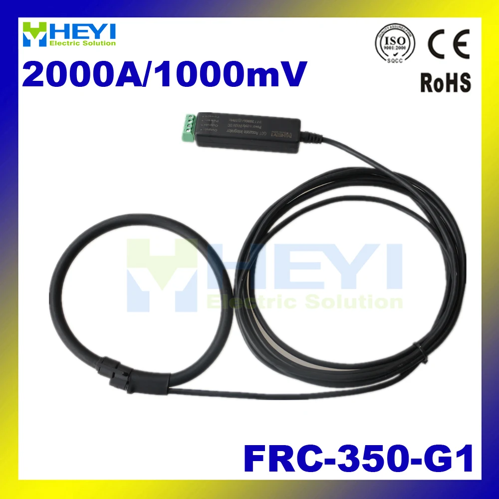 

Black open type current transformer ct rope FRC-350-G1 Input : 1~2000A Output : 1V flexible rogowski coil