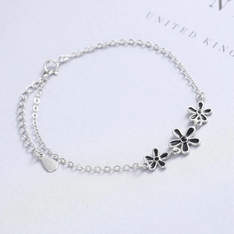 

Literary Petal Starfish 925 Sterling Silver Temperament Drop Glaze Female Wild Trendy Fresh Resizable Bracelets SBR060