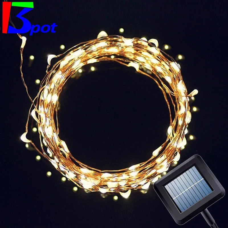 Solar Holiday LED Garlands String Lights 5M 50 led Solar copper wire light Outdoor waterproof ...