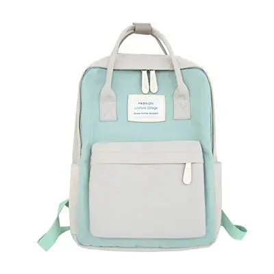 Новинка, хит, брезентовые рюкзаки для девочек, яркие цвета, водонепроницаемые школьные сумки для подростков, женские рюкзаки для ноутбука, лоскутный рюкзак - Цвет: Gray Green