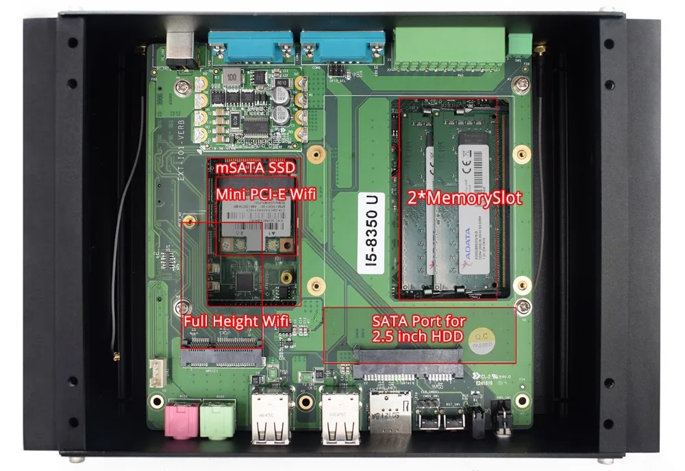 Промышленный мини-ПК без вентилятора Core i7 7500U RS422/485 COM GPIO Intel core i5 8250U 8350U DDR4 ram 2 intel lan компьютер i5 7200U