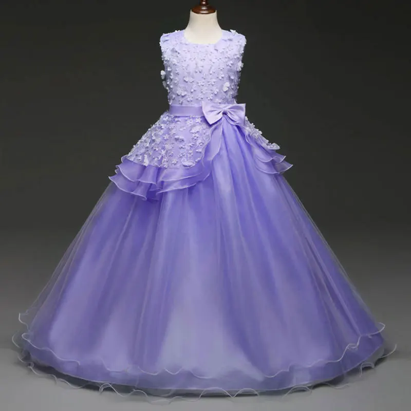 

2019 summer girls wedding dress party ball dress long lace dress