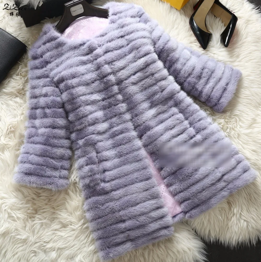 

Women's Stripe The Coat Mink Fur Long Winter Natural Mink Fur Coats For Women Luxurious Jacket Real Fur Coat Mink 140107-2c