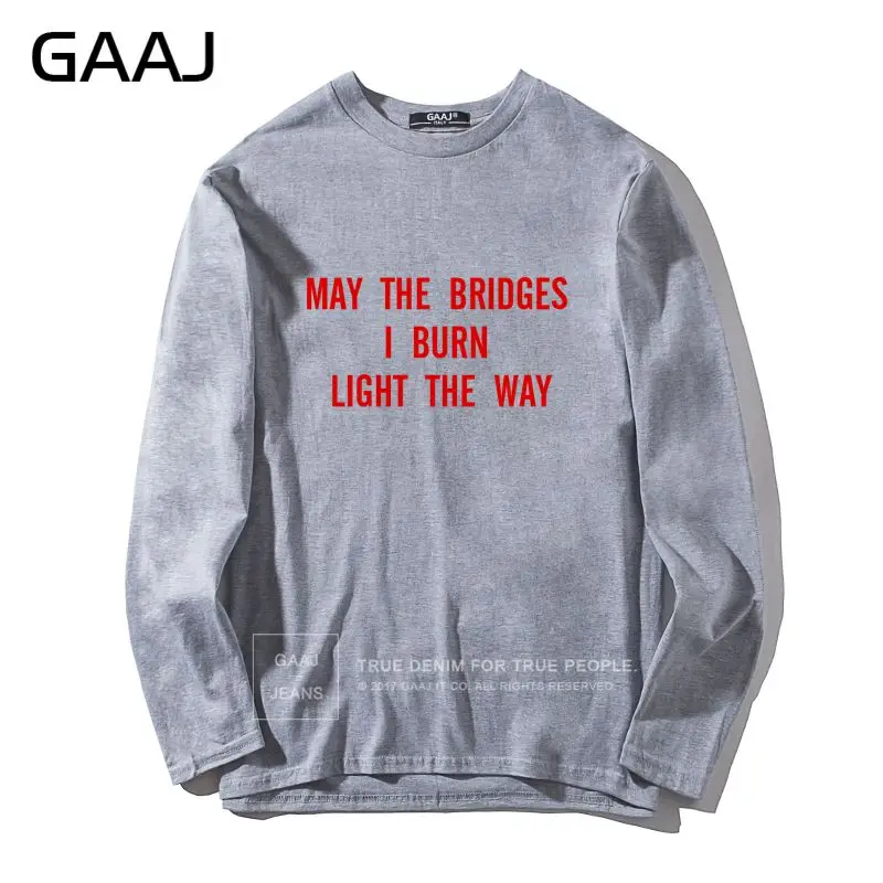 Мужская футболка с изображением мостов I Burn Light The Way, мужская, s, приталенная, мужская и женская, унисекс, с длинными рукавами, с буквенным принтом, Мужская брендовая уличная одежда - Цвет: Grey
