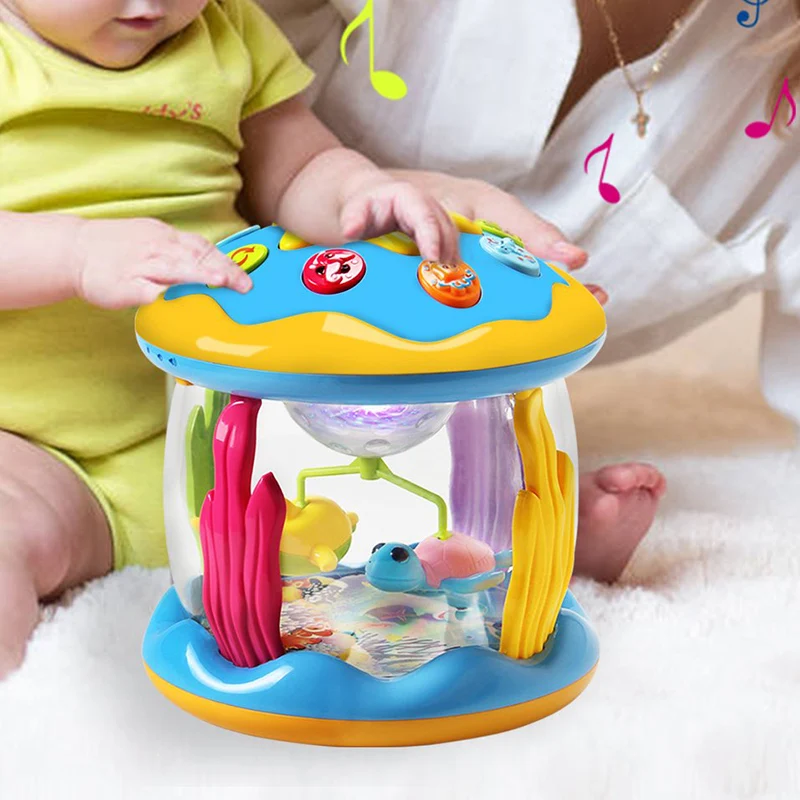 

Random Color Baby Musical Toy Carousel Music Drum Activity Center with Lights Sounds Music Early Educational Toys for Kids