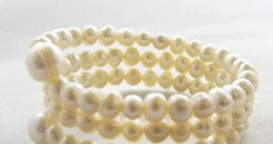 huij 001118 3strands white round 6mm freshwater pearl Bracelet | Украшения и аксессуары