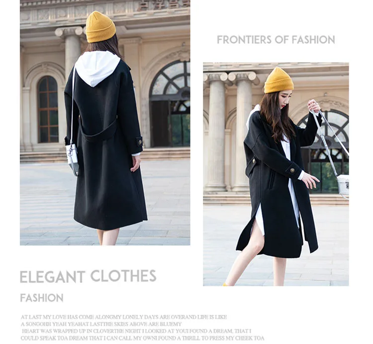 High Grade Brand Wool Coat Autumn Winter Ladies New Elegant Femme Long Slim Double Side Wool Overcoat Women's Trench